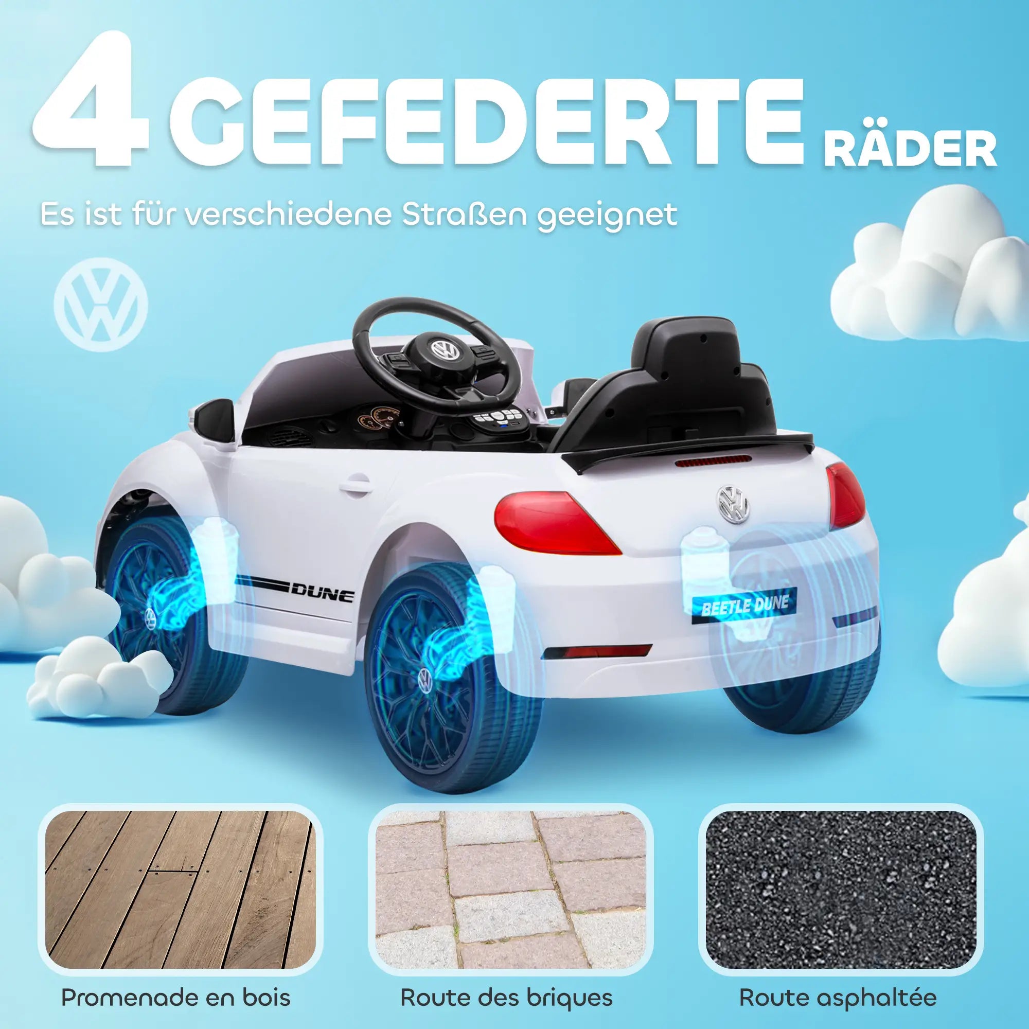 AIYAPLAY Kinder Elektroauto 12V mit Fernbedienung Weiß
