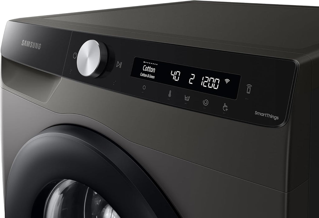 Samsung Waschmaschine, 8 kg, 1400 U/min, Ecobubble, Automatische Waschmittel- und Weichspülerdosierung, Inox/Schwarz, WW80T534AAXAS2