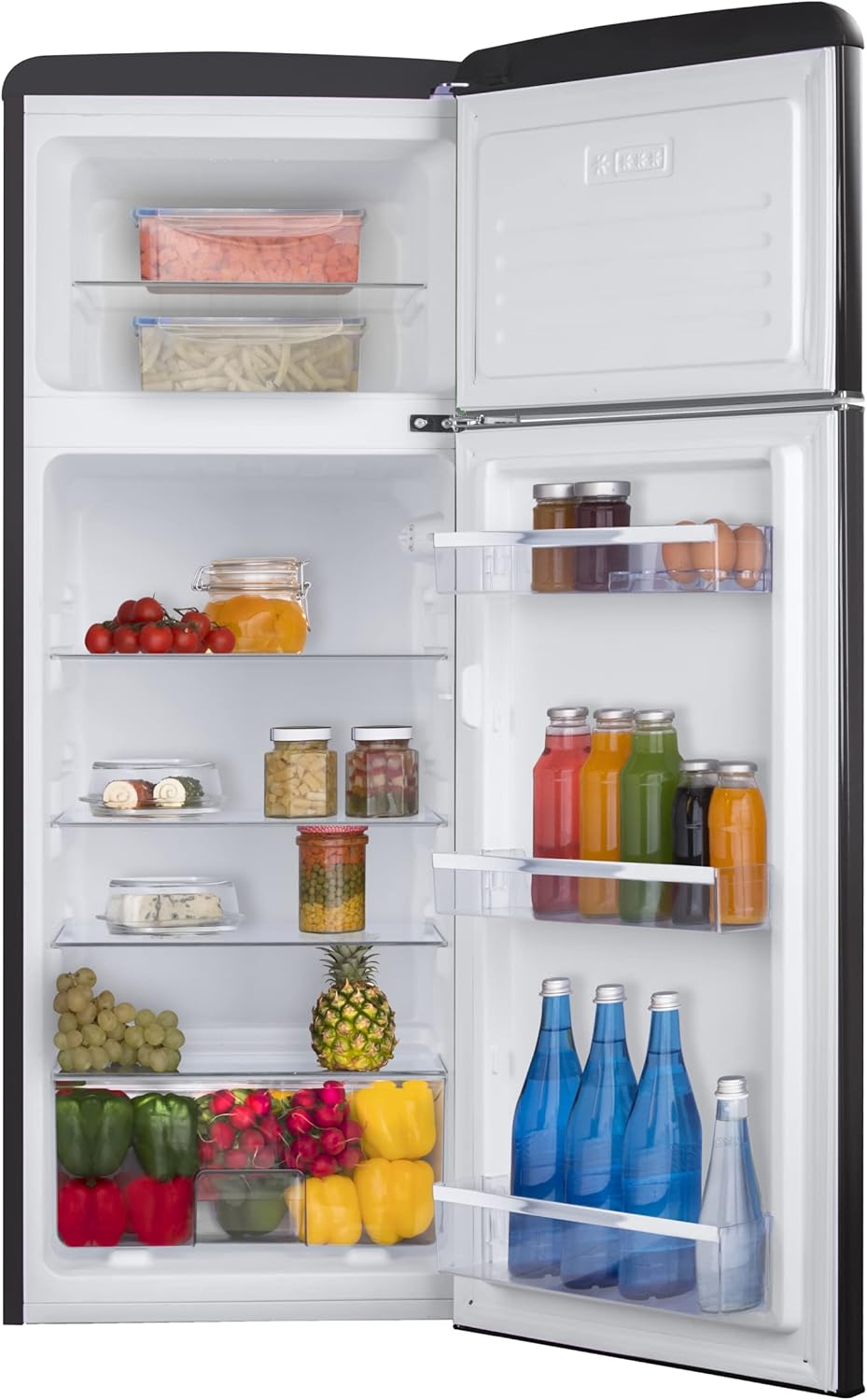 Amica KGC 15632 T Retro Kühl-/Gefrierkombination / Ice Blue (Türkis) / 144cm (H) x 55cm (B) x 62cm (T) / Retro-Design / Kühlschrank mit Gefrierfach