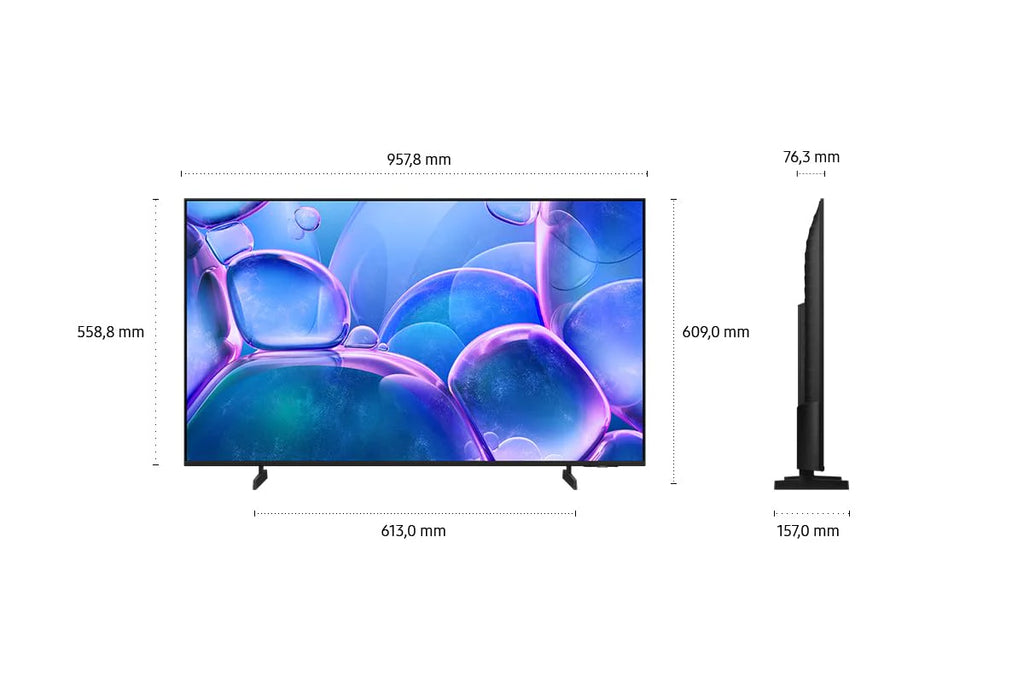 Samsung Crystal UHD 4K U7099F 43 Zoll (108 cm) LED Fernseher, Crystal Prozessor 4K, MetalStream Design, SmartThings, Knox Security, Gaming Hub, AI Upscaling, Kostenlose Inhalte, Smart AI TV