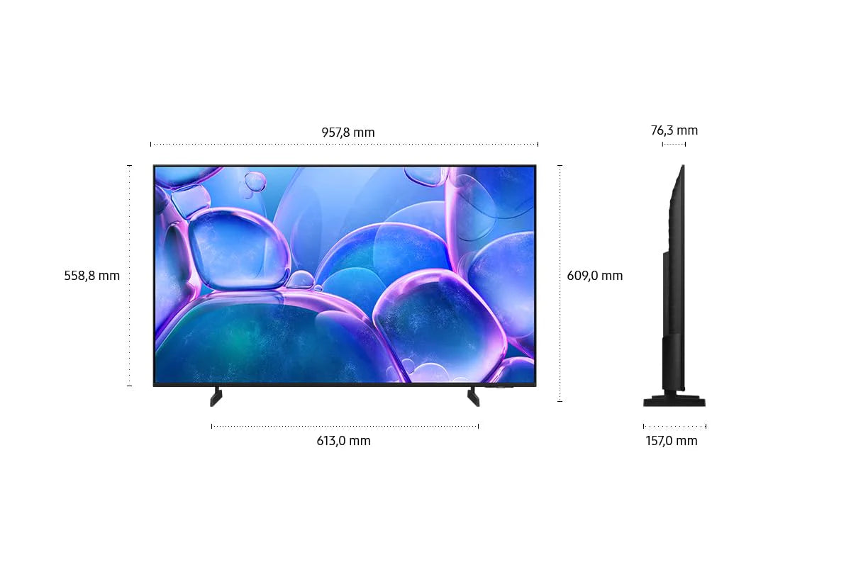 Samsung Crystal UHD 4K U7099F 43 Zoll (108 cm) LED Fernseher, Crystal Prozessor 4K, MetalStream Design, SmartThings, Knox Security, Gaming Hub, AI Upscaling, Kostenlose Inhalte, Smart AI TV