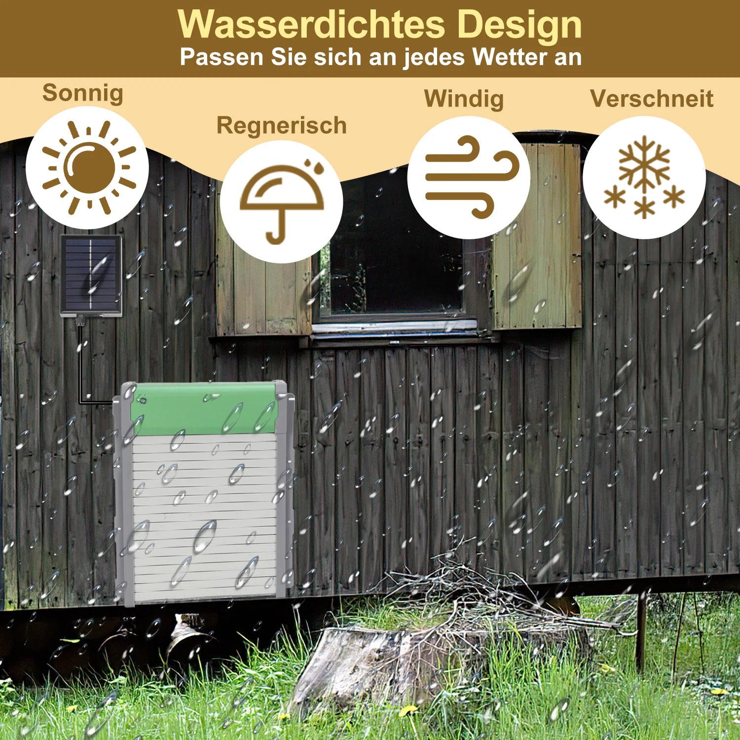 Sonnewelt Automatische Hühnerklappe Solar Rolltor mit Lichtsensor und Zeitsteuerung