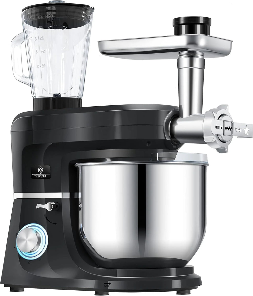 KESSER® 3 in 1 Universal Küchenmaschine K-KM 3000 mit Fleischwolf Knetmaschine Multifunktionale Rührmaschine 5,5L Schüssel mit 3 Rührwerkzeuge, 1,5L Entsafter, Zubehör-Set, Pasta & Gebäckformen