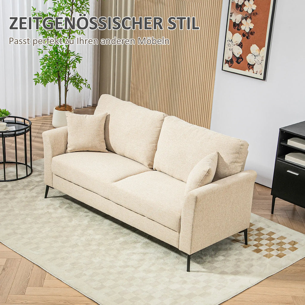 HOMCOM 2-Sitzer Sofa bequeme Polsterung abnehmbare Kissen Beige