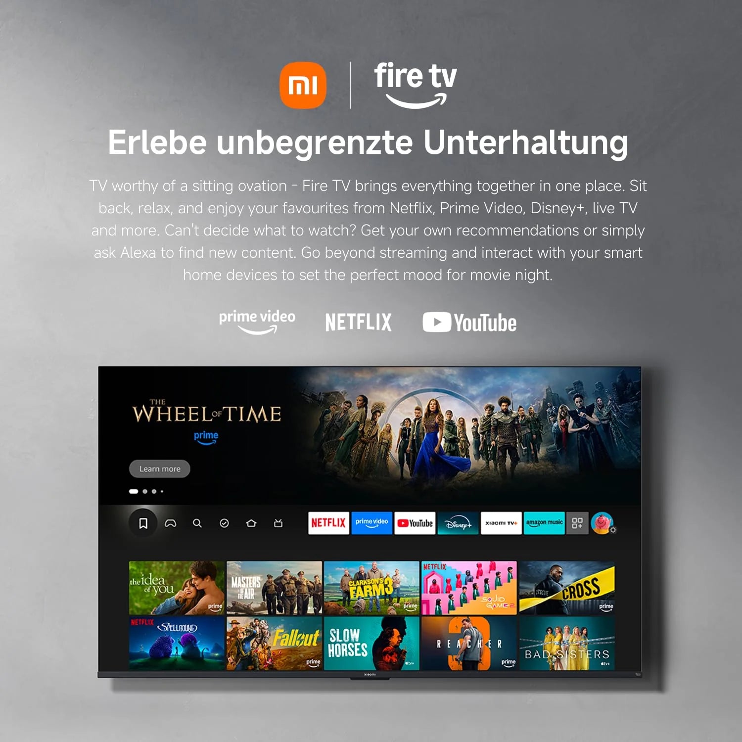Xiaomi TV F Pro 32, 32 Zoll (81 cm), QLED, Smart TV, Fire OS7, Triple Tuner DVB-C/S/S2/T/T2,Dolby Audio™, DTS Virtual:X, DTS-HD, Sprachsteuerung mit Alexa, Kompatibel mit Apple AirPlay