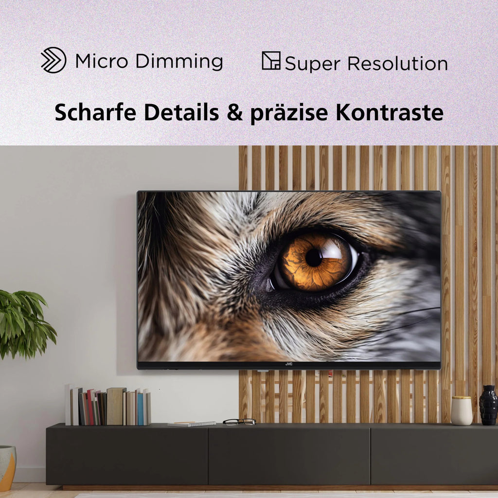 JVC Fernseher 40 Zoll Smart TV VIDAA Full HD HDR Fernseher mit 100 cm Bildschirmdiagonale und integriertem Triple-Tuner, LED TV LT-40VDF2555 (2026)