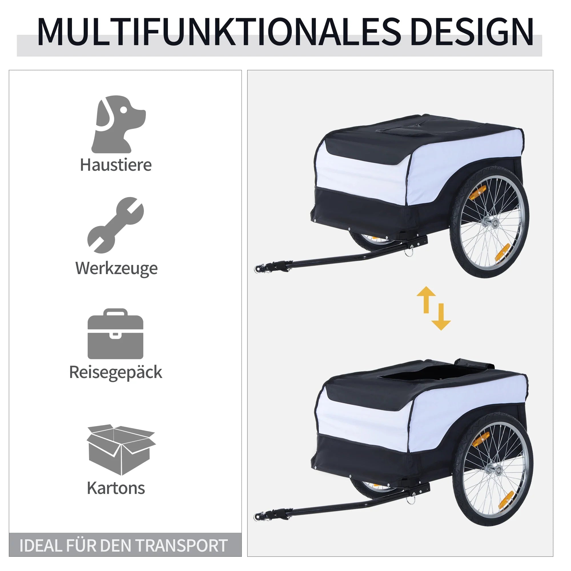 HOMCOM Fahrradanhänger faltbar große Transportbox