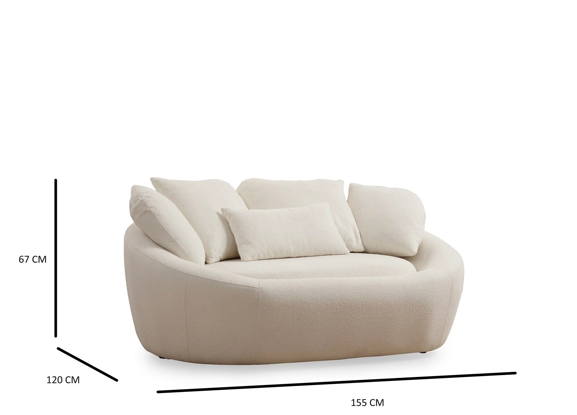 Midye 2er Sofa - Sahne