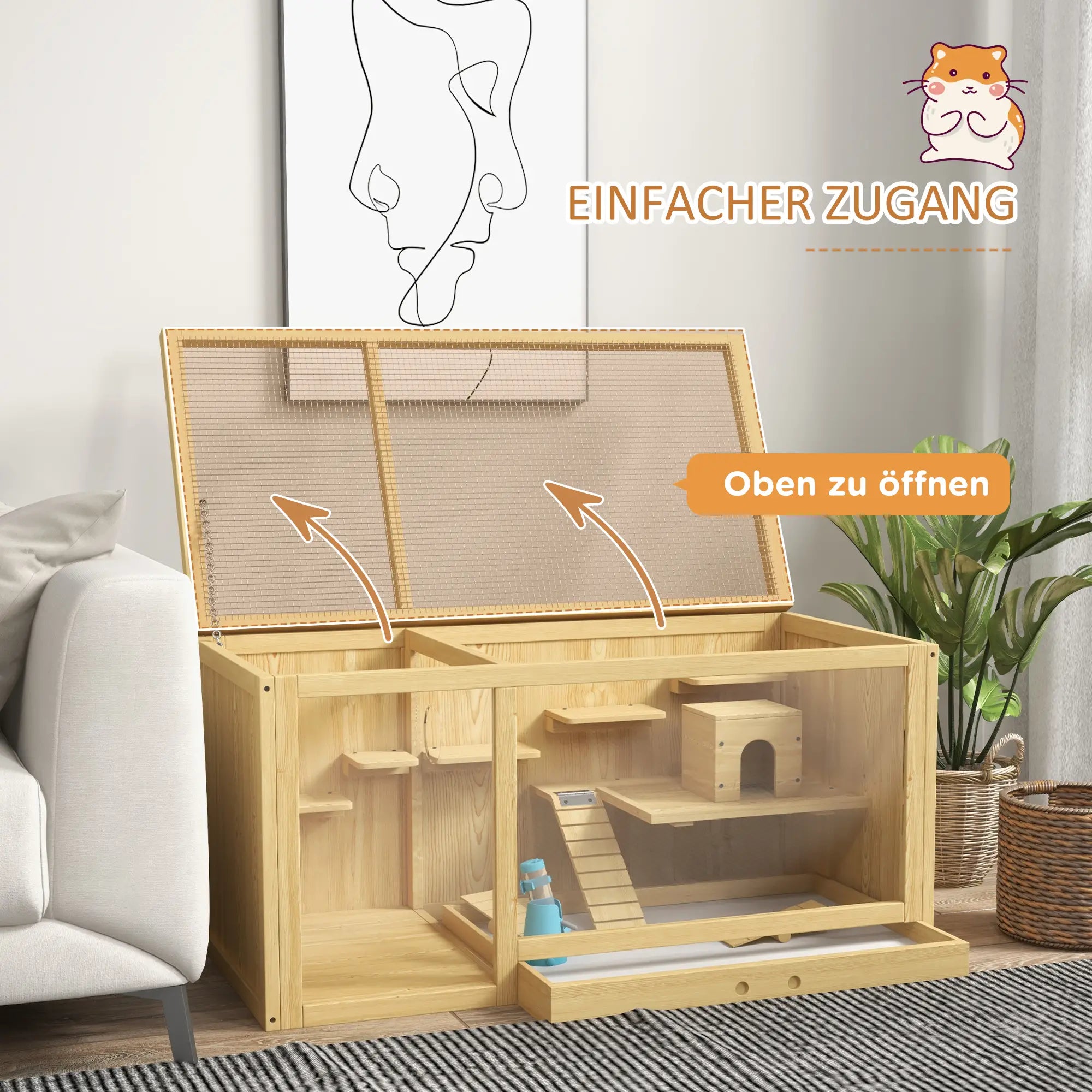 PawHut Hamsterkäfig Kleintierkäfig mehrstöckig mit Zubehör Holz