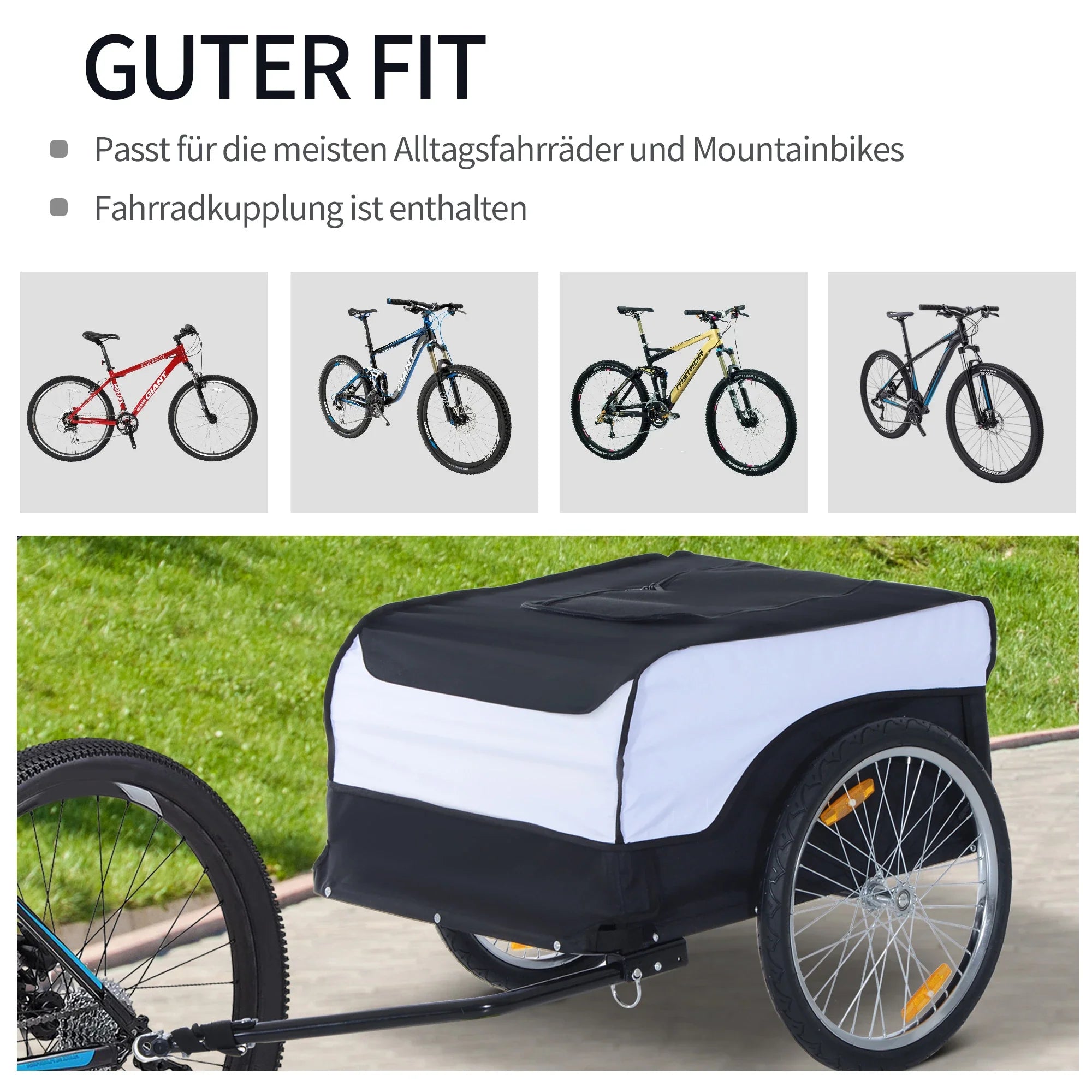 HOMCOM Fahrradanhänger faltbar große Transportbox