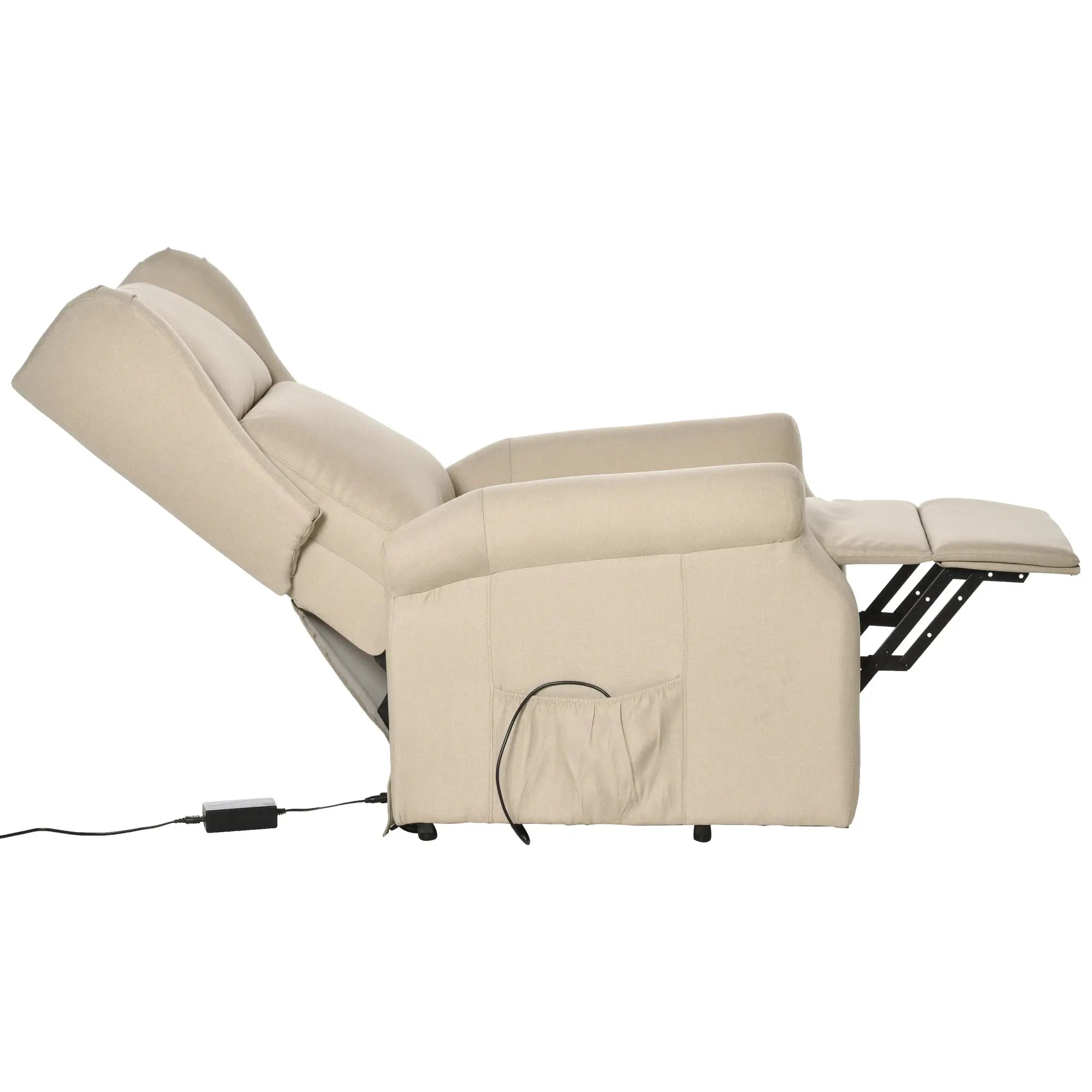 HOMCOM Aufstehsessel elektrisch Relaxsessel frei verstellbar cremeweiß
