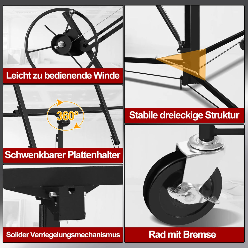 Sonnewelt Plattenheber klappbar 140 cm-350 cm Arbeitshhe Hhenverstellbar 68kg