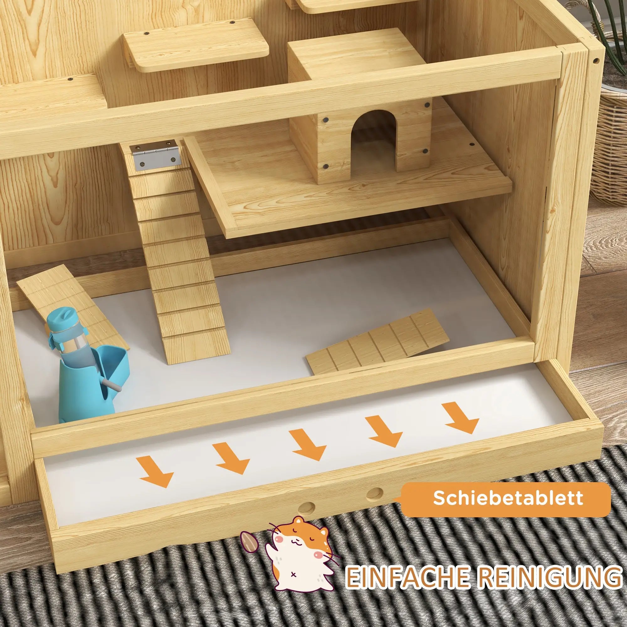 PawHut Hamsterkäfig Kleintierkäfig mehrstöckig mit Zubehör Holz