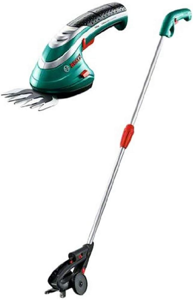 Bosch Akku Grasscheren Set Isio (3,6 Volt, Messerlnge 12 cm, Messerabstand 8 mm, mit XL-Gartenhandschuhen inklusive, in Softcase) – Amazon Edition