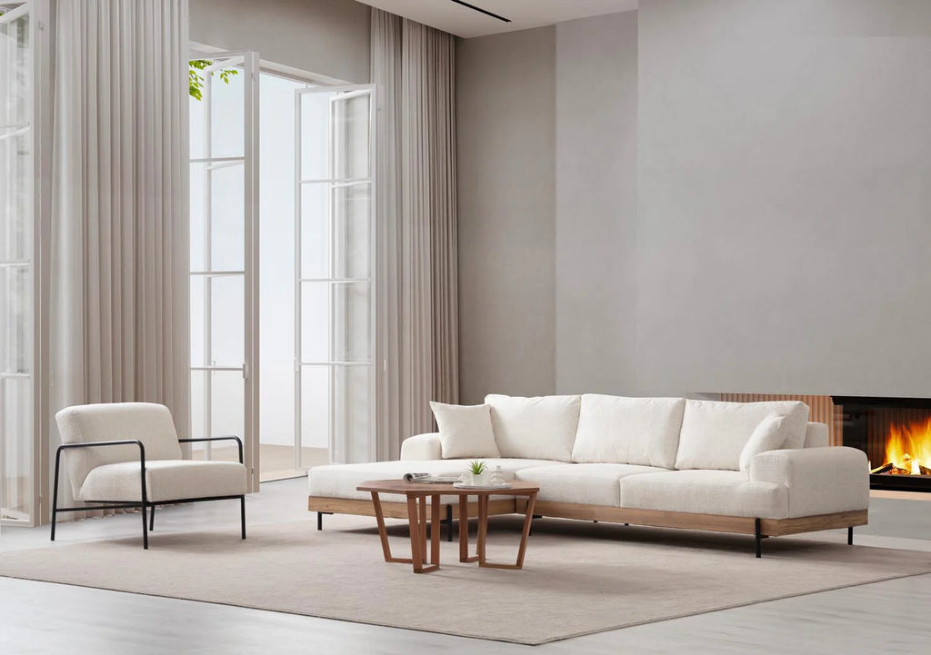 Eti Oak Left Ecksofa - Weiss