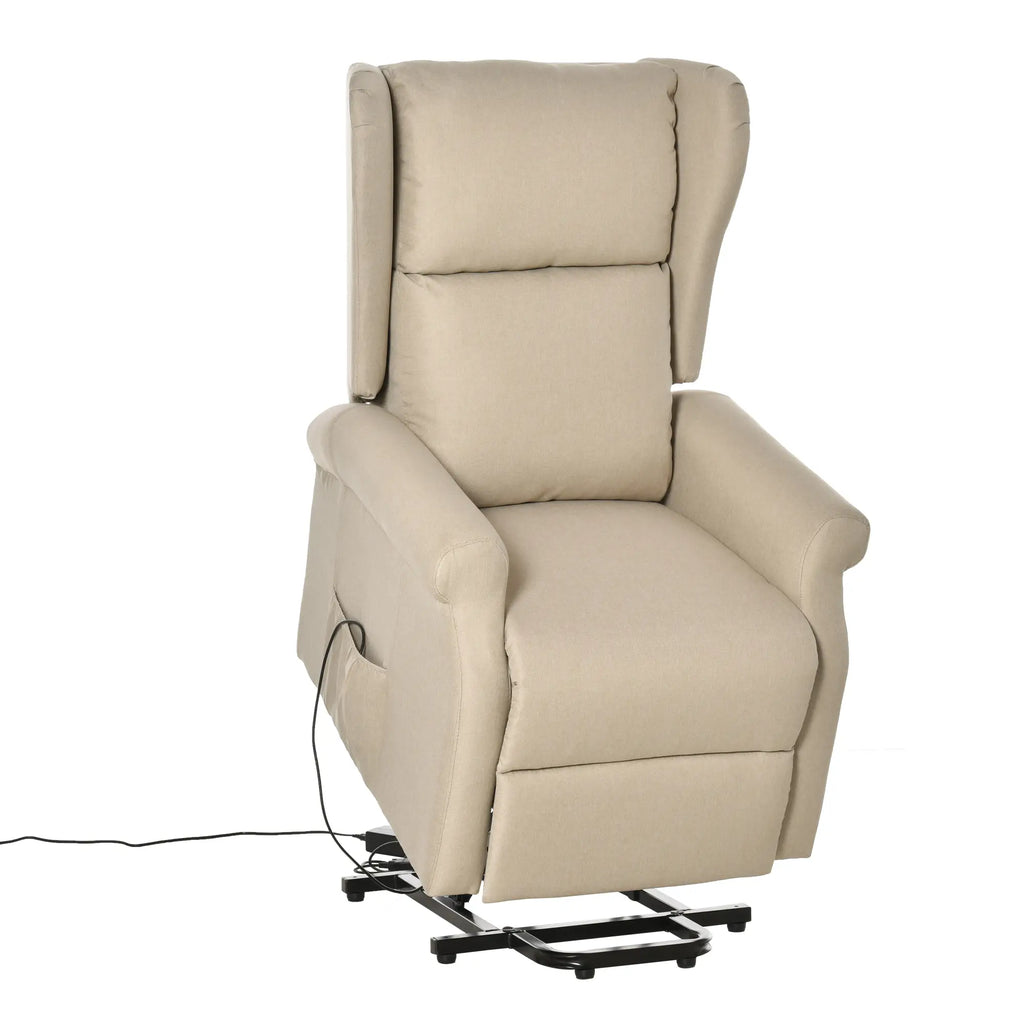 HOMCOM Aufstehsessel elektrisch Relaxsessel frei verstellbar cremeweiß