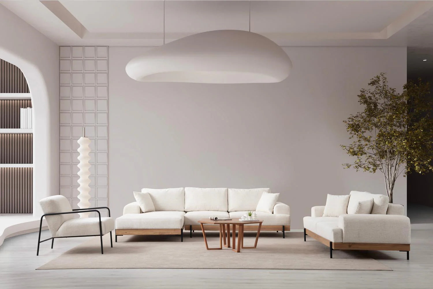 Eti Oak Left Ecksofa - Weiss