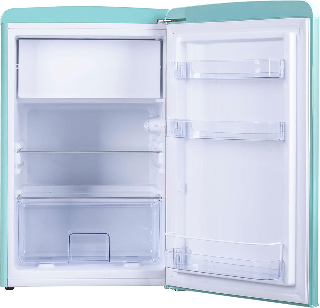 Amica KGC 15632 T Retro Kühl-/Gefrierkombination / Ice Blue (Türkis) / 144cm (H) x 55cm (B) x 62cm (T) / Retro-Design / Kühlschrank mit Gefrierfach