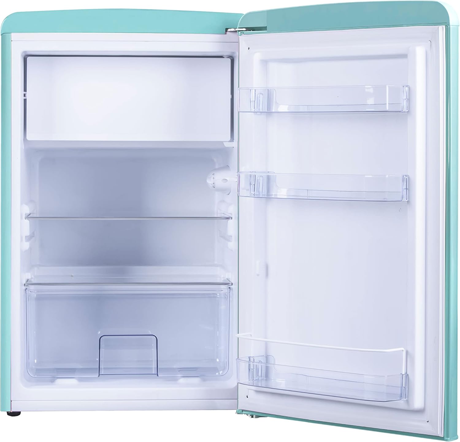 Amica KGC 15632 T Retro Kühl-/Gefrierkombination / Ice Blue (Türkis) / 144cm (H) x 55cm (B) x 62cm (T) / Retro-Design / Kühlschrank mit Gefrierfach