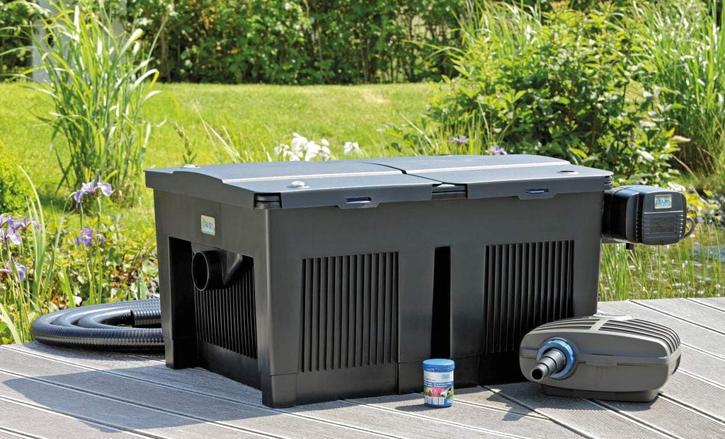 OASE 56789 Durchlauffilter BioSmart Set 36000 geeignet für Teiche bis 36 m³, Filtersystem, Filterkomplettset inkl Filtermaterial, Teichpumpe und UVC Klärer