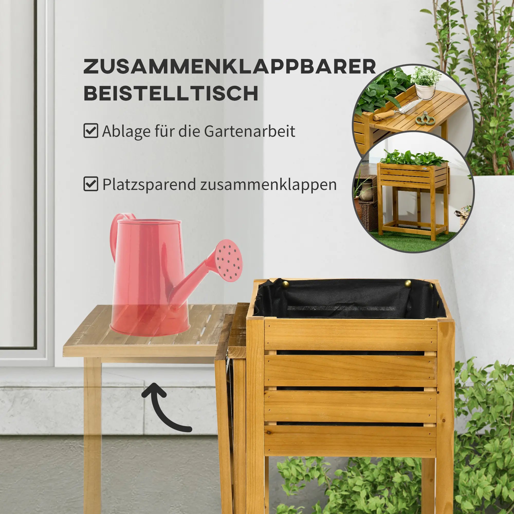 Outsunny Hochbeet Pflanzkasten klappbar erhöht Massivholz