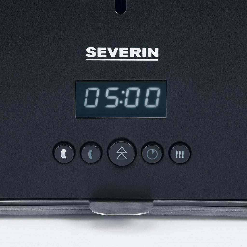 SEVERIN WURSTER, perfekt gebräunte Würstchen auf Knopfdruck in nur 5 Minuten, ohne Zugabe von Fremdfett, inkl. Holzzange, Schwarz, Edelstahl/Kunststoff, WT 5005