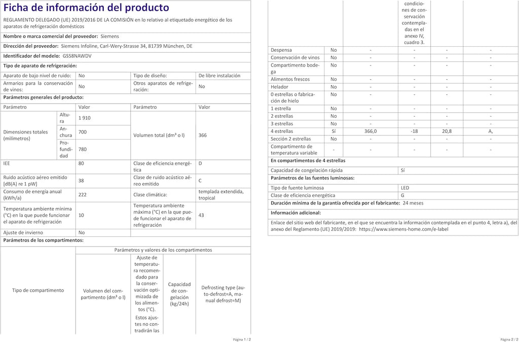 Siemens GS54NAWCV iQ500 Gefrierschrank, 176 x 70 cm, 327 L, noFrost nie wieder abtauen, bigBox Platz für großes Gefriergut, varioZone flexible Glas-und Schubladen, Weiß