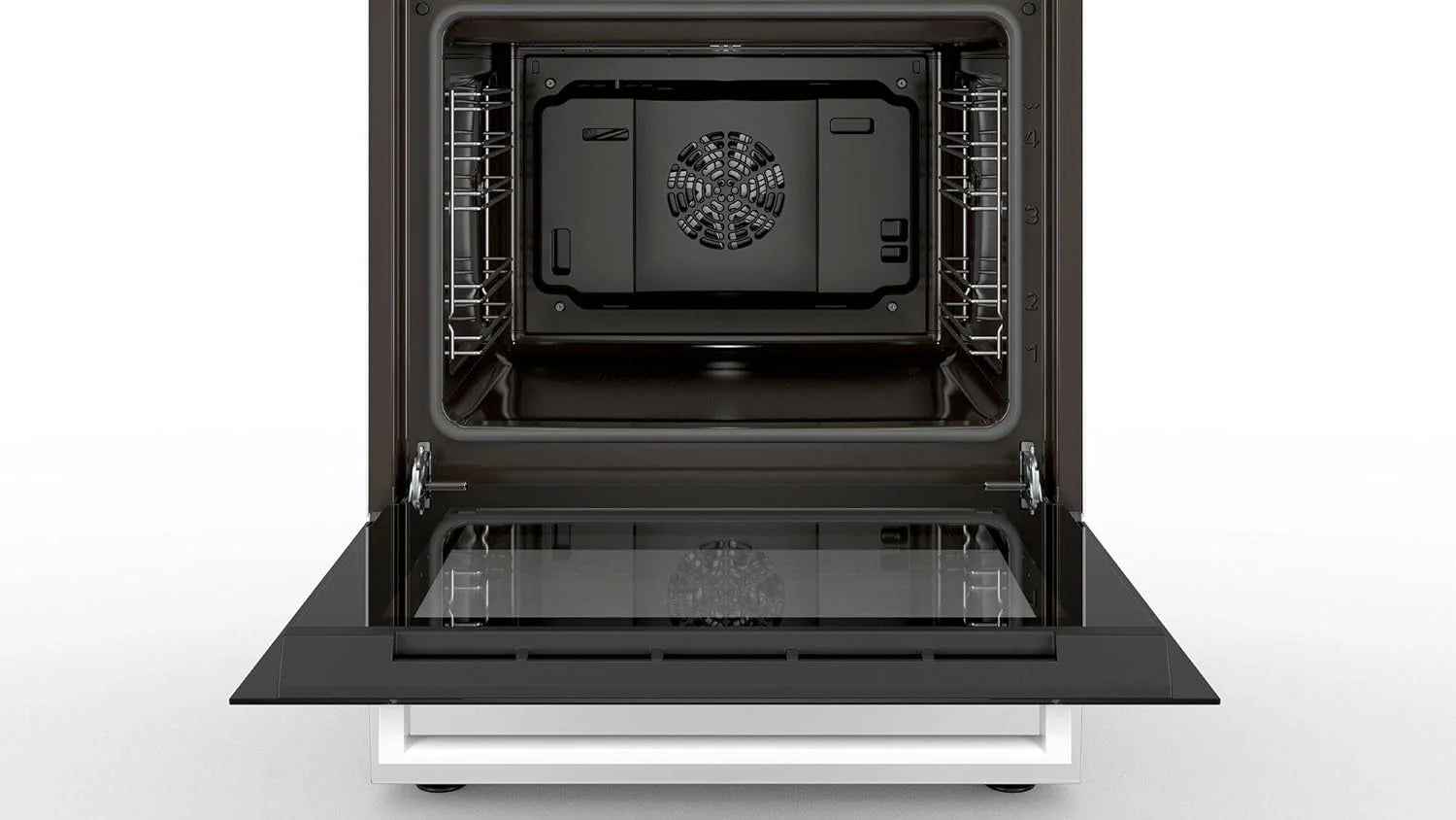 Bosch HKR39C250 Serie 4 Elektro-Standherd, 60 cm breit, EcoClean Direct Reinigungshilfe, 3D Heißluft Backen auf 3 Ebenen, LED-Display-Steuerung, erweiterbare Kochzone für großes Kochgeschirr