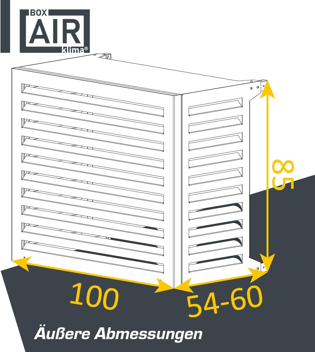Box Air Klima Abdeckung - Schallschutzhaube Wärmepumpe Schutzgitter - Verkleidung Klimaanlage Außengerät - Für Klimaanlagen und Wärmepumpen - Robuste Schutzabdeckung